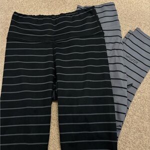 Kaiva Striped Black and Gray Leggings - XS - 21 inch